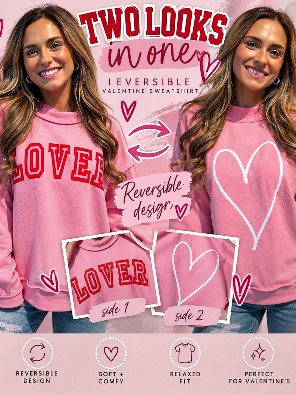 Reversible Pink Sweatshirt Like New